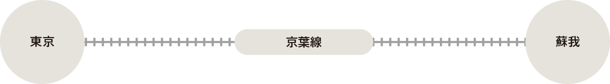 蘇我比咩神社まで：東京駅から京葉線快速：42分